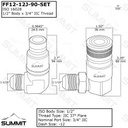 90 Degree Flat Face Hydraulic Quick Connect Coupler Set,3/4″ JIC Male Thread