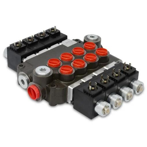 Hydraulic Monoblock Solenoid Directional Control Valve,4 Spool,13 GPM