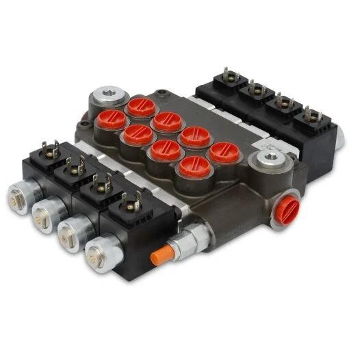 Hydraulic Monoblock Solenoid Directional Control Valve,4 Spool,13 GPM