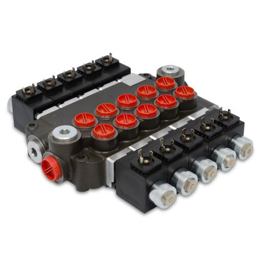 Hydraulic Monoblock Solenoid Directional Control Valve,5 Spool,13 GPM