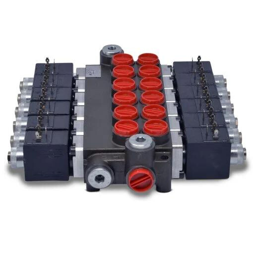 Hydraulic Monoblock Solenoid Directional Control Valve,6 Spool,13 GPM