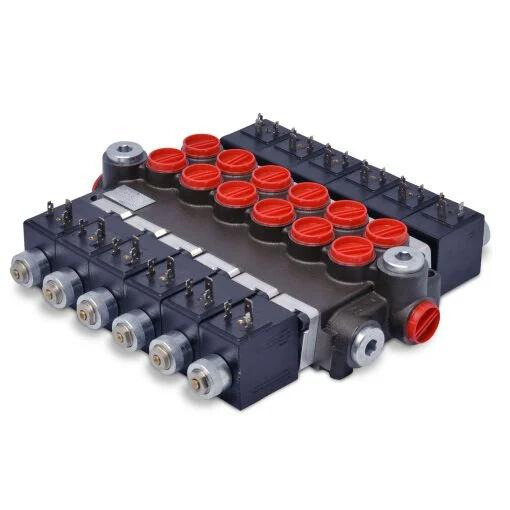 Hydraulic Monoblock Solenoid Directional Control Valve,6 Spool,13 GPM