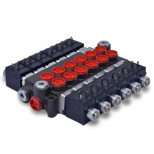 Hydraulic Monoblock Solenoid Directional Control Valve,6 Spool,13 GPM