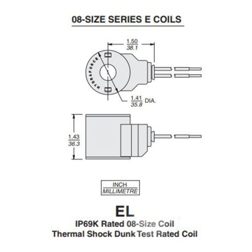 HydraForce 4305112 Solenoid Valve Coil,Dual Wire Leads,12v DC,08 Series