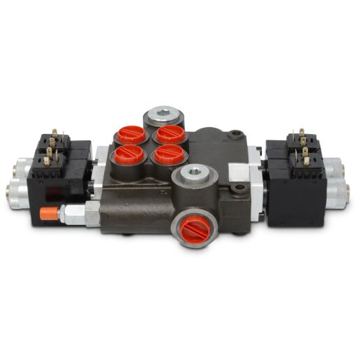 Hydraulic Monoblock Solenoid Directional Control Valve,2 Spool,21 GPM