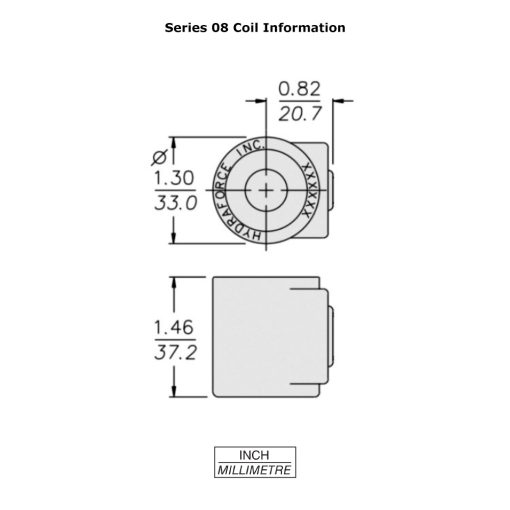 HydraForce 6303012 Solenoid Valve Coil, Stud Connector, 12v DC, 08 Series