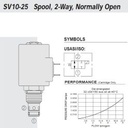 Hydraforce SV10-25-0-N-00 Solenoid Poppet Cartridge Valve, 2-Way, Normally Open