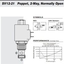 Hydraforce SV12-21-0-N-00 Solenoid Poppet Cartridge Valve,2-Way,Normally Open