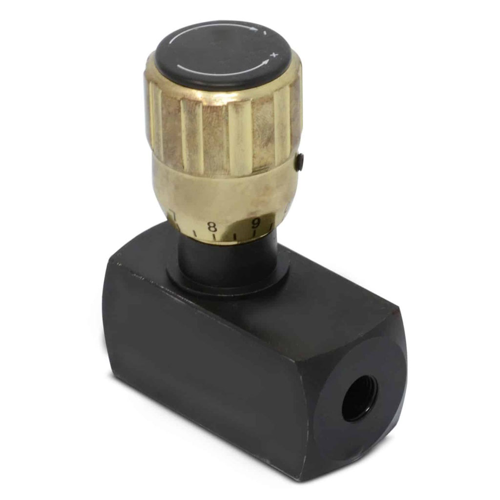 Hydraulic In-Line Adjustable Variable Flow Control Valve w/ Free Reverse Flow,1/8″ NPT Ports