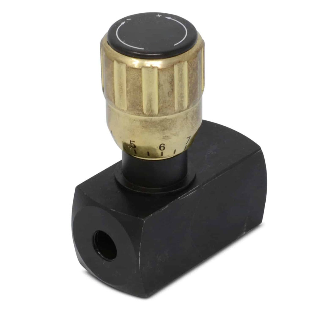 Hydraulic In-Line Adjustable Variable Flow Control Valve w/ Free Reverse Flow,1/8″ NPT Ports