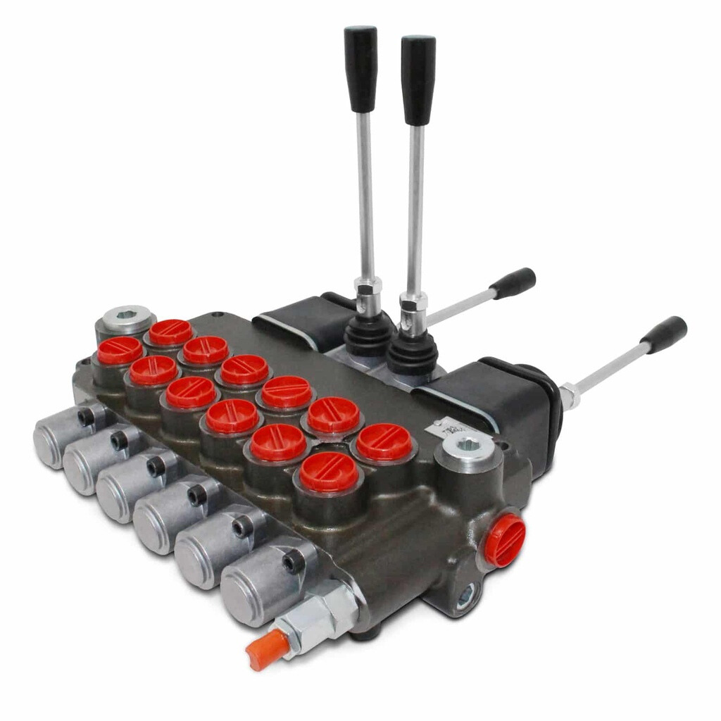 Monoblock Hydraulic Backhoe Directional Control Valve w/ 2 Joysticks,6 Spool,11 GPM