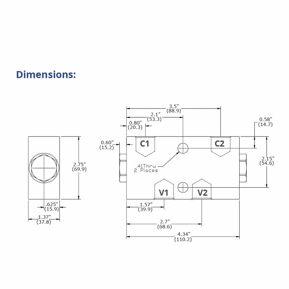 Double Pilot Operated Hydraulic Check Valve,#6 SAE Ports,11 GPM