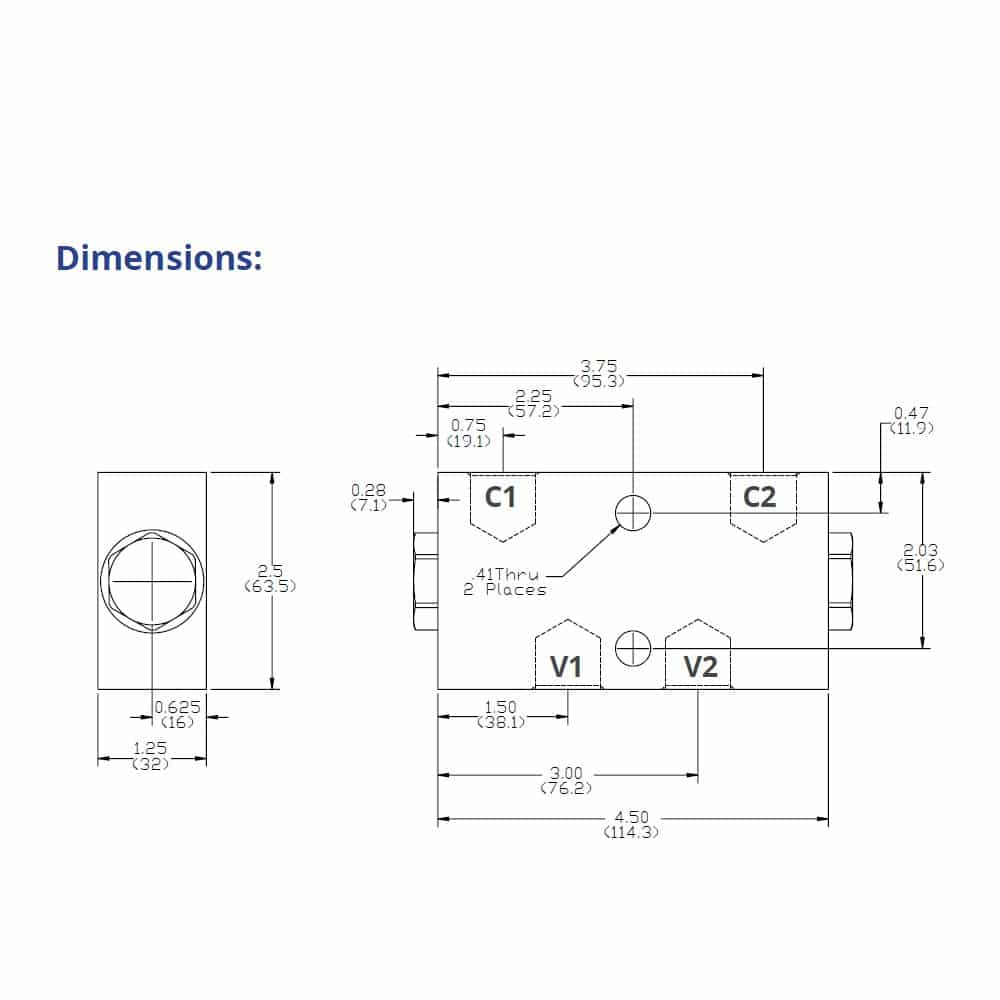 Double Pilot Operated Hydraulic Check Valve,#8 SAE Ports,20 GPM