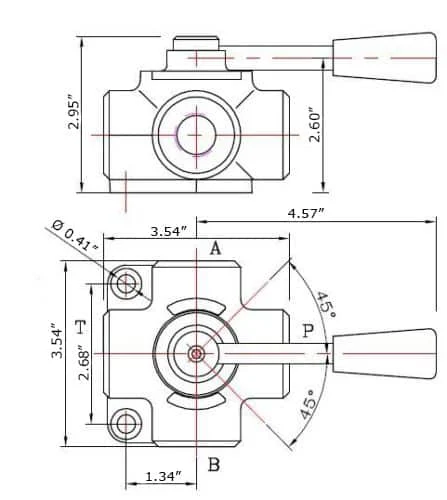 Hydraulic Rotary Diverter Valve,4 Way,Closed Center,24 GPM,#10 SAE Ports