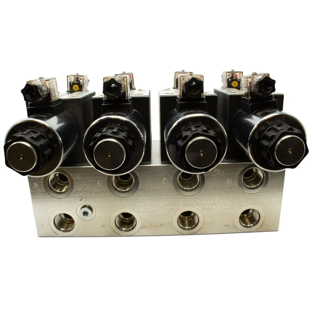 Electric Hydraulic Double Acting Directional Control Valve,4 Spool,25 GPM