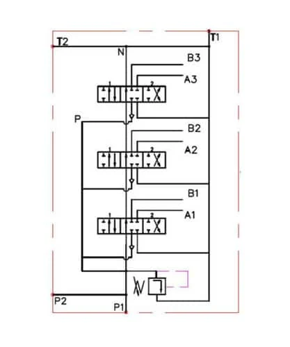 Electric Hydraulic Double Acting Directional Control Valve,3 Spool,25 GPM