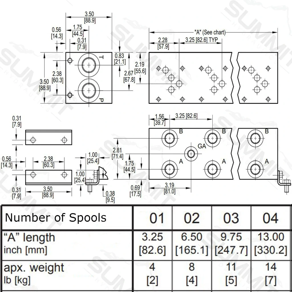 Electric Hydraulic Double Acting Directional Control Valve,1 Spool,25 GPM