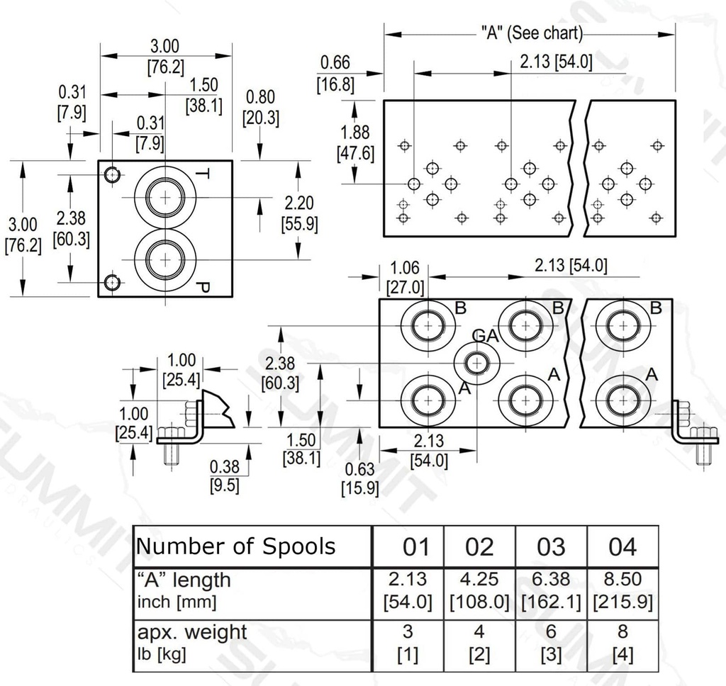 Electric Hydraulic Double Acting Directional Control Valve,4 Spool,15 GPM