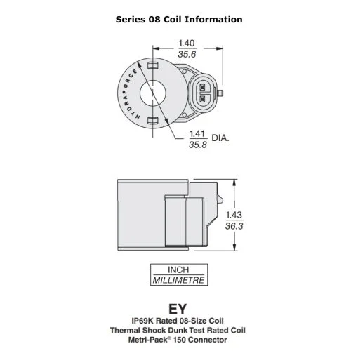 HydraForce 4303424 Solenoid Valve Coil, Metri-Pack 150 Connector, 24v DC, 08 Series