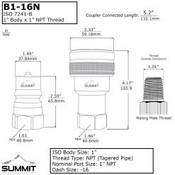 1″ NPT ISO 7241-B Quick Disconnect Hydraulic Male Coupler