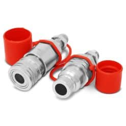 Flat Face Hydraulic Quick Connect Coupler Set, #8 JIC Bulkhead Mount