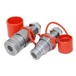 Flat Face Hydraulic Quick Connect Coupler Set, 5/8 ORFS Bulkhead Mount