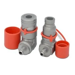 90 Degree Flat Face Hydraulic Quick Connect Coupler Set, 3/8″ JIC Male Thread