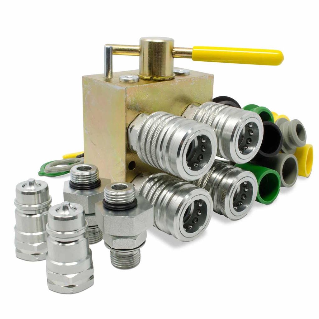 Manual Hydraulic Multiplier,SCV Splitter / Diverter Valve Kit with Couplers & Eccentric Fittings