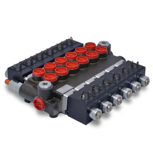 Hydraulic Monoblock Solenoid Directional Control Valve,6 Spool,13 GPM