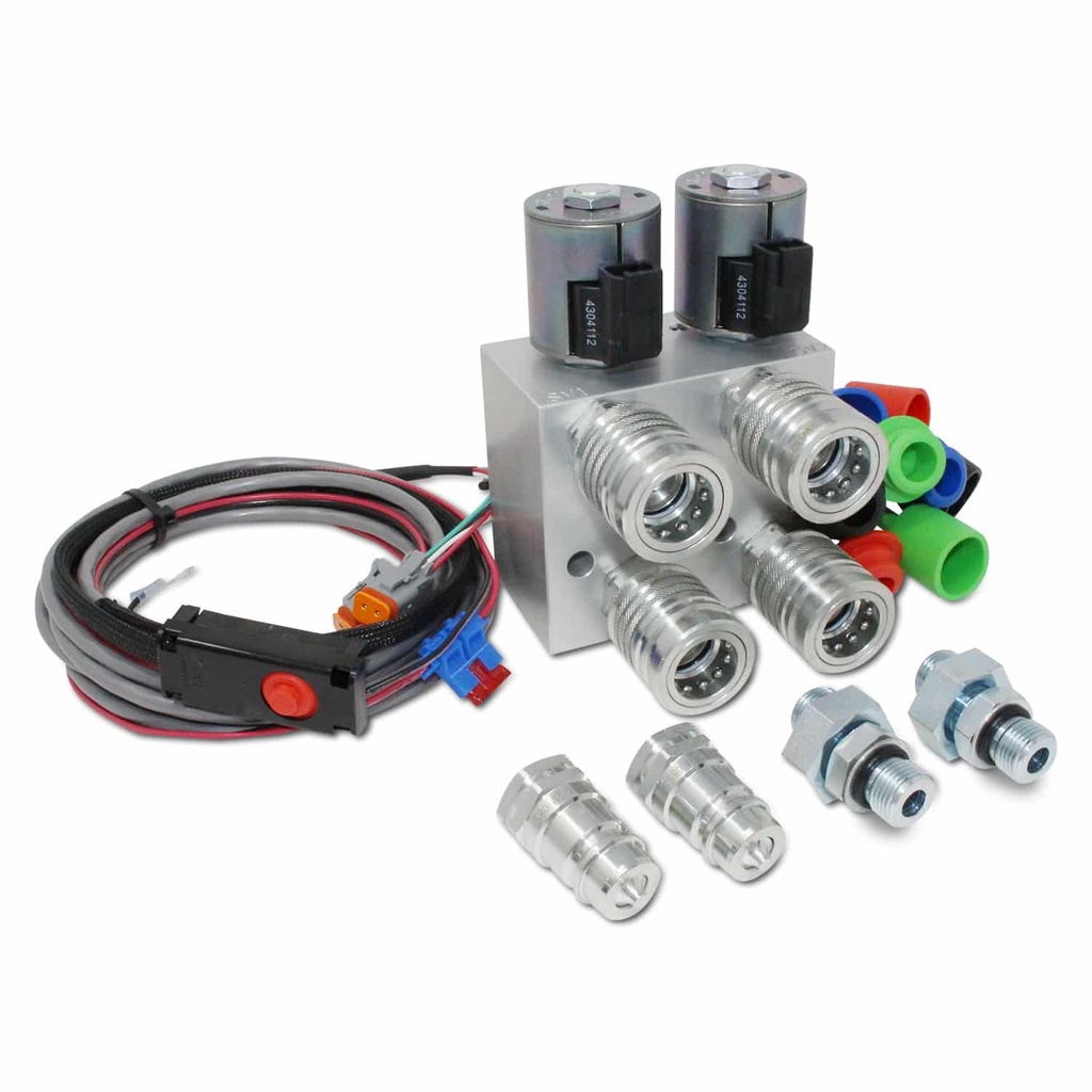 Hydraulic Multiplier Valve, SCV Splitter / Diverter with Couplers and Push Button Switch