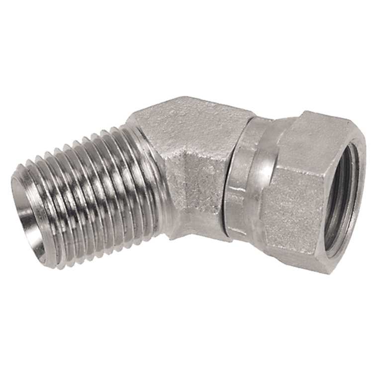 0646-02-04 1/8" MALE PIPE (NPTF) X 1/4" FEMALE PIPE SWIVEL (NPSM) 45° ELBOW