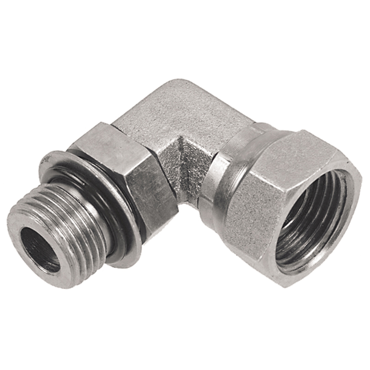 0691-04-04 7/16-20 MALE O-RING BOSS TO 1/4" FEMALE PIPE SWIVEL (NPSM) 90° ELBOW