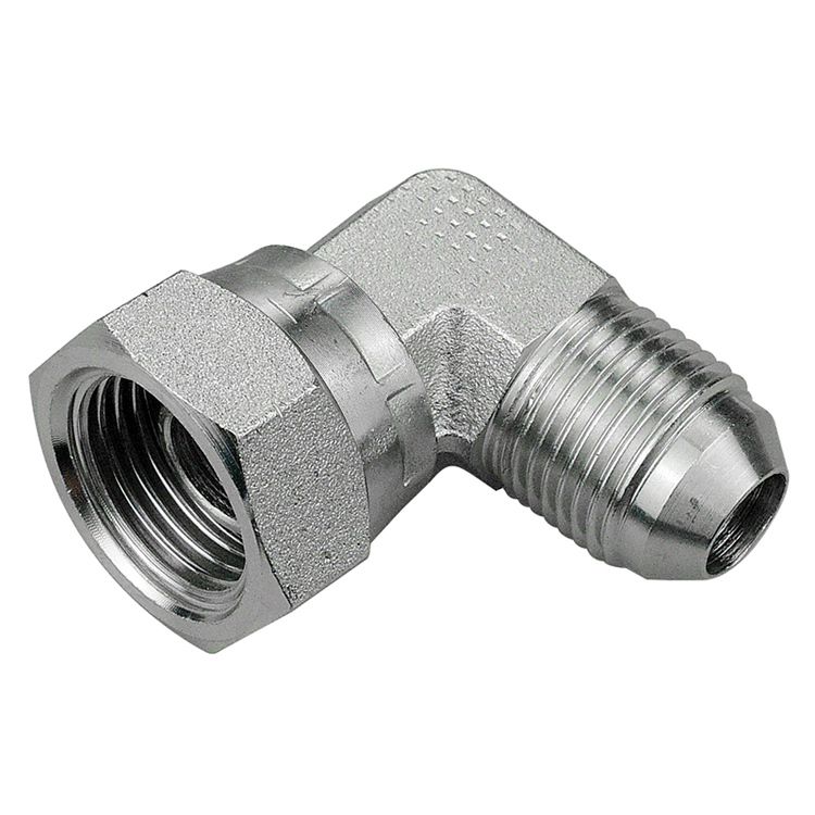 26915-04-04 1/4" FEMALE BSP PARALLEL SWIVEL TO 7/16-20 MALE JIC 37° FLARE 90° ELBOW