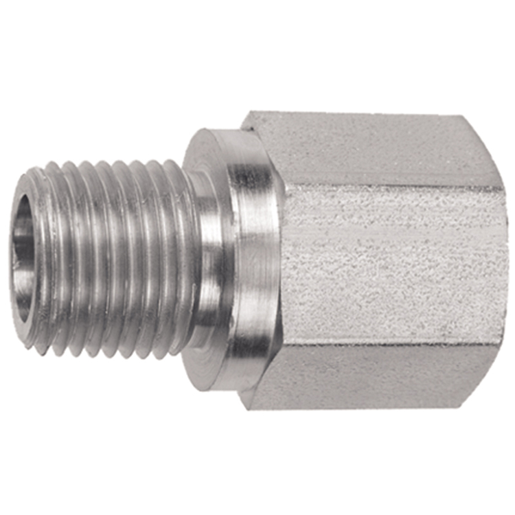 28016-06-06 3/8" MALE PIPE (NPTF) TO 3/8" SOLID FEMALE BSP PARALLEL CONNECTOR