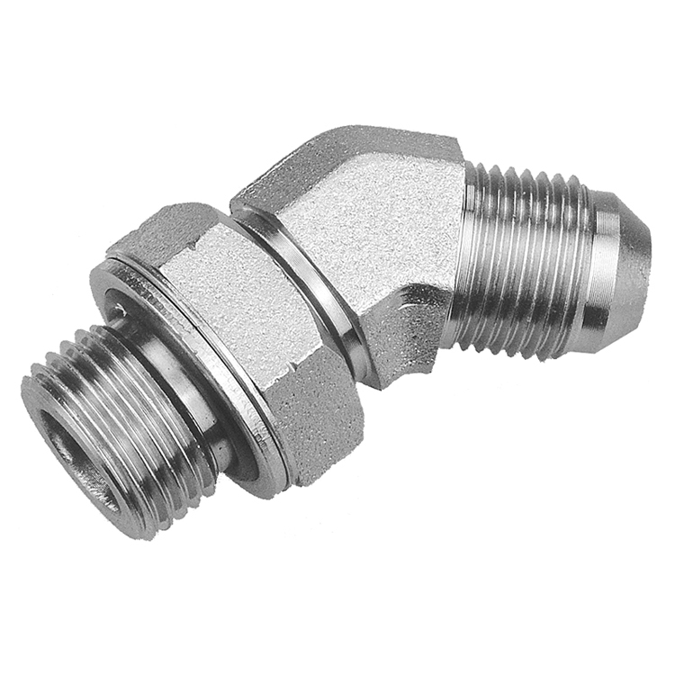 36415A-04-04 1/4" ADJUSTABLE MALE BSP PARALLEL TO 7/16-20 MALE JIC 37° FLARE 45° ELBOW