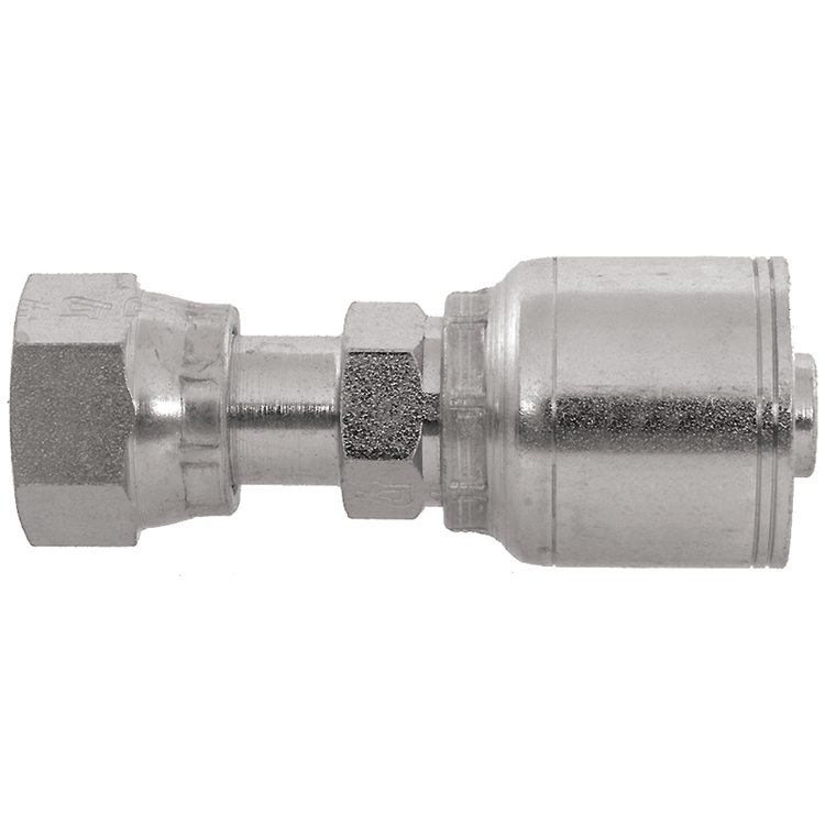 44083-08-06 3/8" NON-SKIVE CRIMP COUPLING WITH 13/16-16 FEMALE O-RING FACE SEAL THREAD