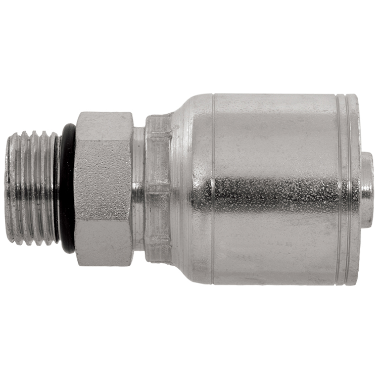 4411-06-06 3/8" NON-SKIVE CRIMP COUPLING WITH 9/16-18 MALE O-RING BOSS THREAD