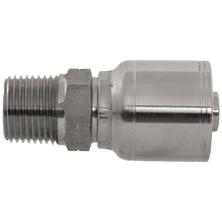 4416-06-06 3/8" NON-SKIVE CRIMP COUPLING WITH 3/8" MALE PIPE (NPTF) THREAD