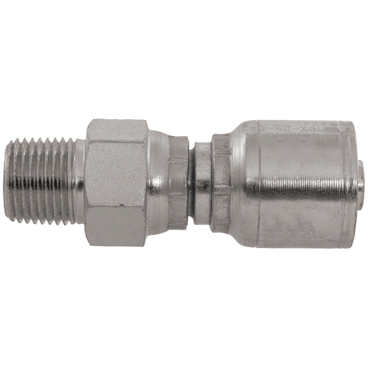 4216X-04-06 3/8" NON-SKIVE CRIMP COUPLING WITH 1/4" MALE PIPE (NPTF) LIVE SWIVEL THREAD