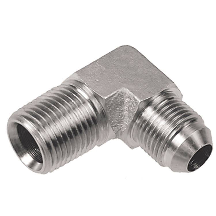 1596-02-03 1/8" MALE PIPE (NPTF) TO 3/8-24 MALE JIC 37° FLARE 90° ELBOW