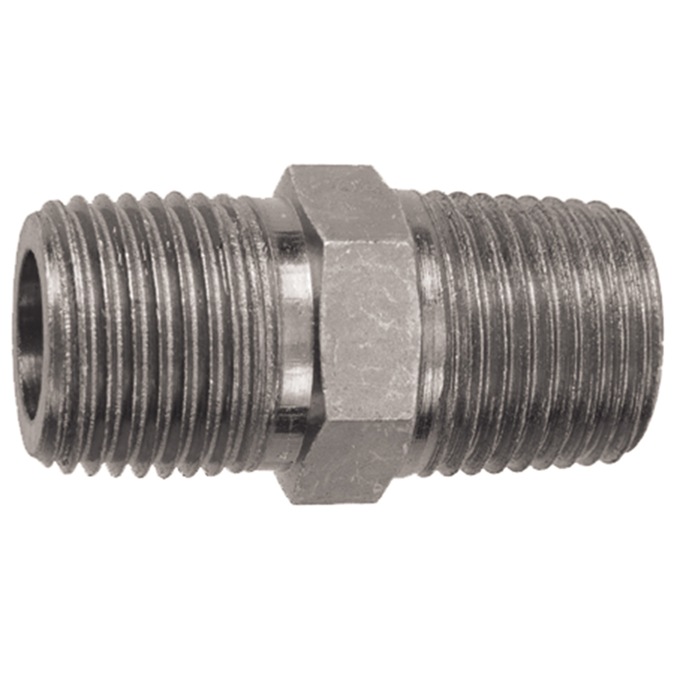 1616-04-02 1/4" X 1/8" STEEL PIPE (NPTF) REDUCING HEX NIPPLE