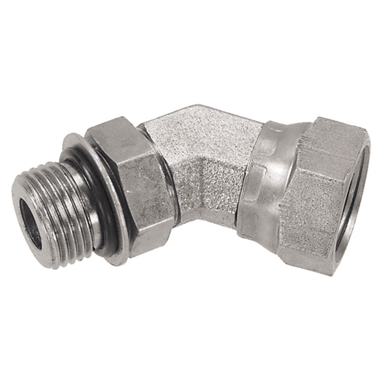 0641-06-04 9/16-18 MALE O-RING BOSS TO 1/4" FEMALE PIPE SWIVEL (NPSM) 45° ELBOW