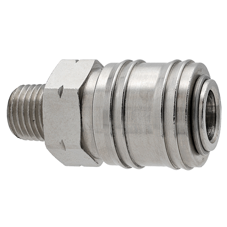 C37 1/4" AUTOMATIC NICKEL-PLATED BRASS ARO COUPLER WITH 1/4" MALE PIPE (NPT) THREAD