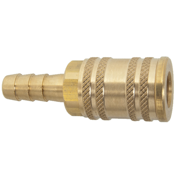 C38-42B 1/4" MANUAL BRASS ARO COUPLER WITH 1/4" HOSE BARB