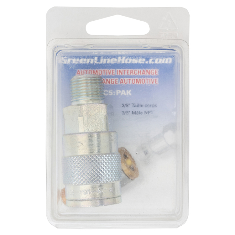 C5:PAK RETAIL PACKAGED 3/8" AUTOMOTIVE COUPLER WITH 3/8" MALE PIPE (NPT) THREAD