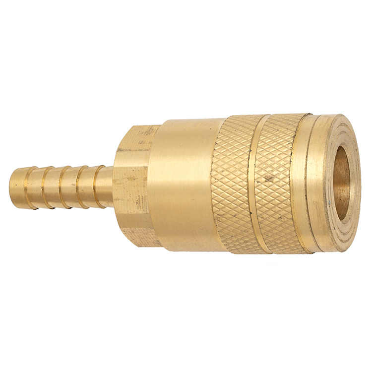 C20-44B 1/4" BRASS INDUSTRIAL COUPLER WITH 3/8" HOSE BARB