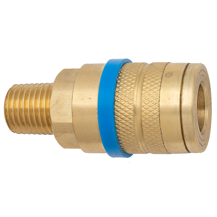 C21-03B 1/4" BRASS INDUSTRIAL COUPLER WITH 3/8" MALE PIPE (NPT) THREAD