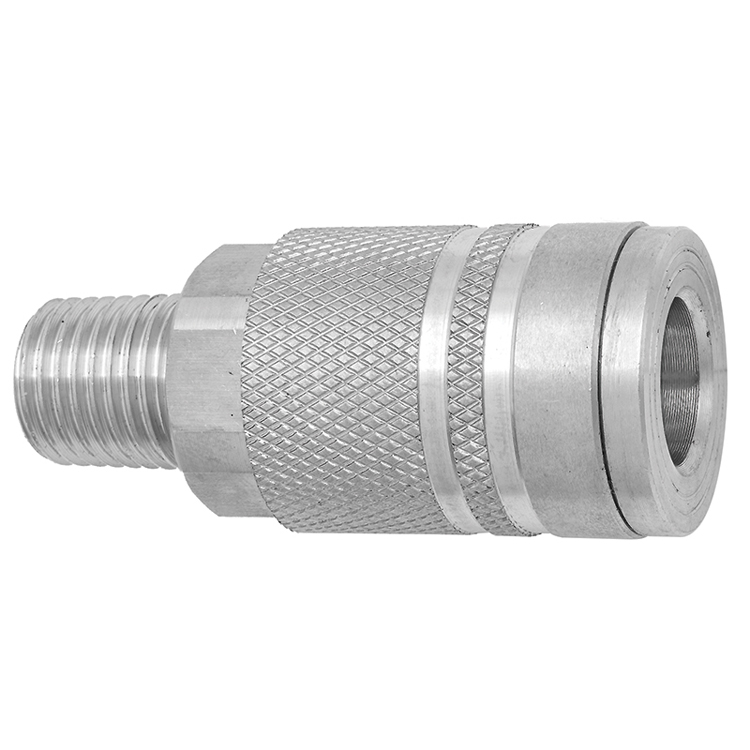 C21SS 1/4" STAINLESS STEEL INDUSTRIAL COUPLER WITH 1/4" MALE PIPE (NPT) THREAD