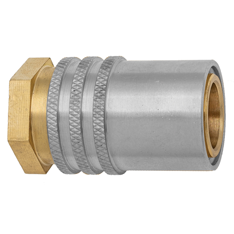 CPC200V 1/4" VALVED BRASS INJECTION MOLD COUPLER WITH 1/8" FEMALE PIPE (NPT) THREAD