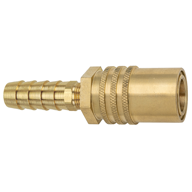 CPC206 1/4" NON-VALVED BRASS INJECTION MOLD COUPLER WITH 3/8" HOSE BARB